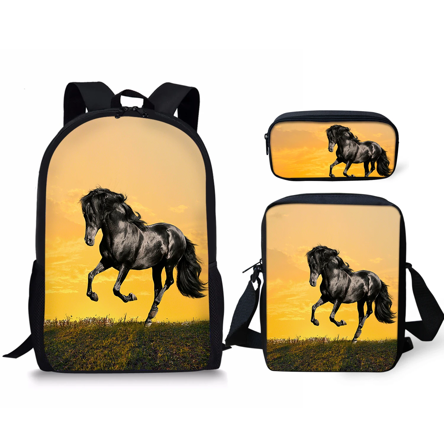 Unisex Polyester School Bag Rucksack 3D Large Capacity Zipper 3D Print Geometric Animal Daily Outdoor Backpack White yellow Came