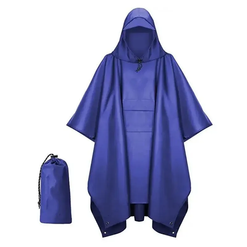 210T Waterproof Polyester Raincoat Outdoor Camping Hiking Rain Poncho Adults PU Rain Poncho