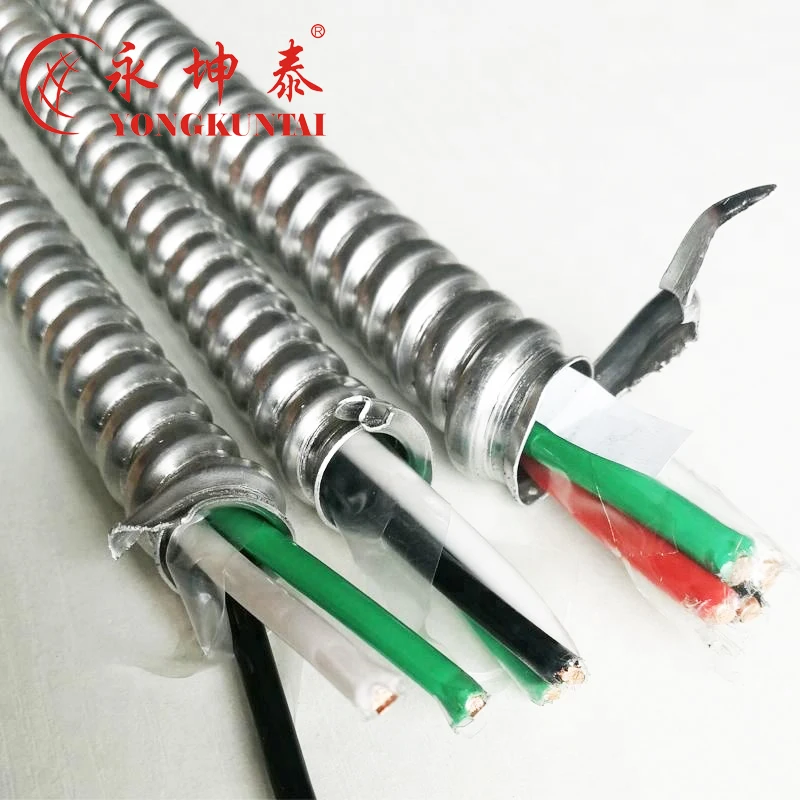 250ft 12/2 solid CU MC lite cable Aluminum Armored Cables for USA Market THHN Cable