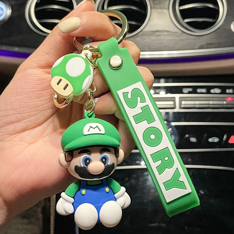 Cute cartoon animation game surrounding dripping glue key chain Ring bag Pendant 3d Doll PVC Mario keychain