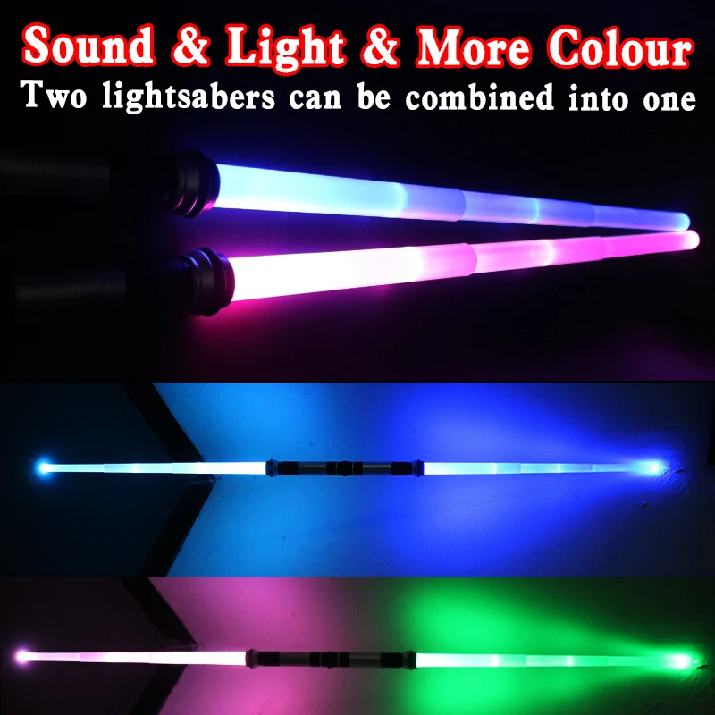 Mi 2 Pack Double Blade Kids Cosplay Expandable Glow Toy Kids Lightsaber Glow Sword Glitter Stick Toy for Party