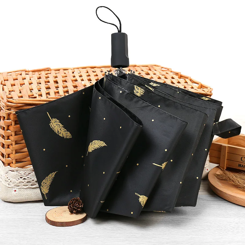 
Sun and uv protection 3 fold Sunshade Feather Vinyl umbrella 