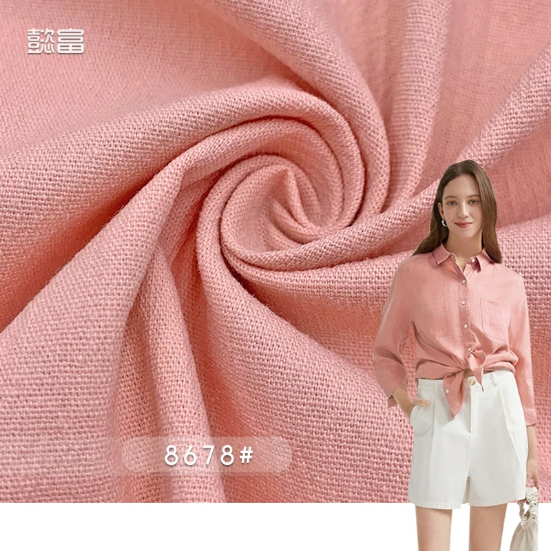 Washed Linen Sand Clothing Organic Poplin Wholesale Custom Linen Cotton 8678#High Quality Soft Wedding Party Dress Cotton Fabric