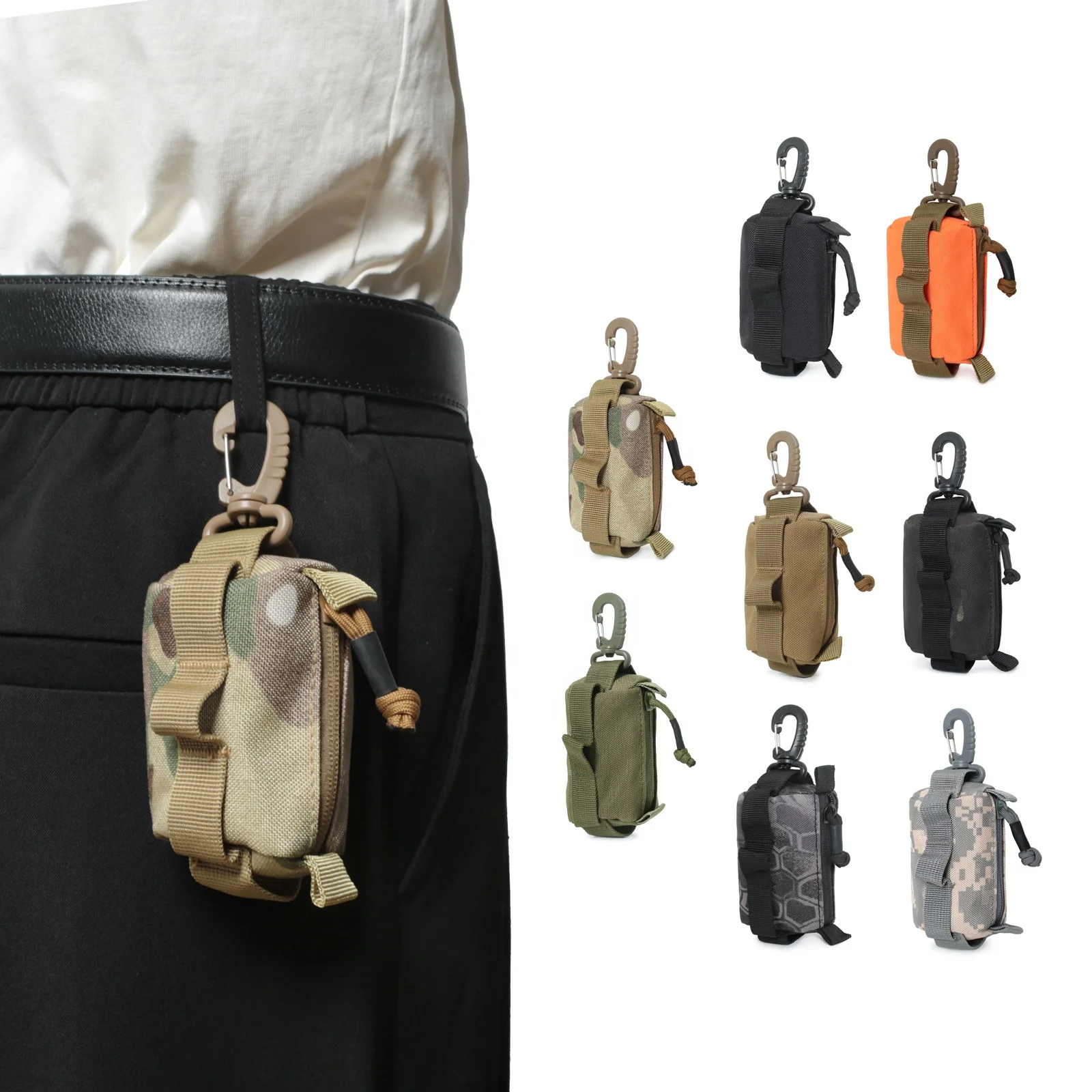 Outdoor tactical Key Card bag Waist hanging Parts USB Flash drive U Shield Portable earphone protection bag Quick belt bag