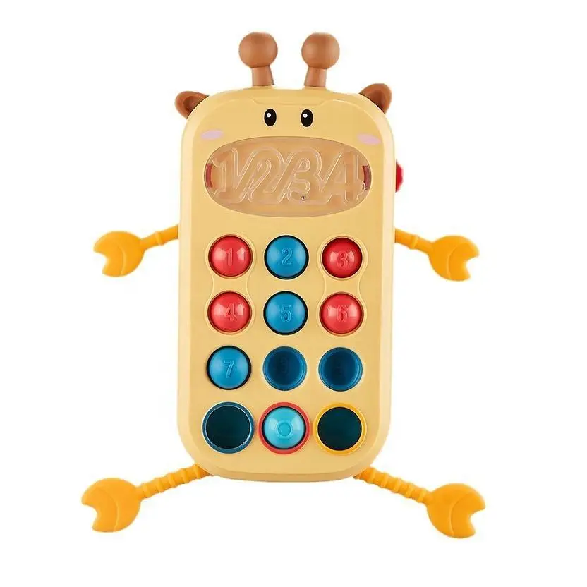 Education Toy Funny Press Game Silicone Sensory Baby Teether String Pull Number Cognition Quick Push Stress Relief Toys for Kids