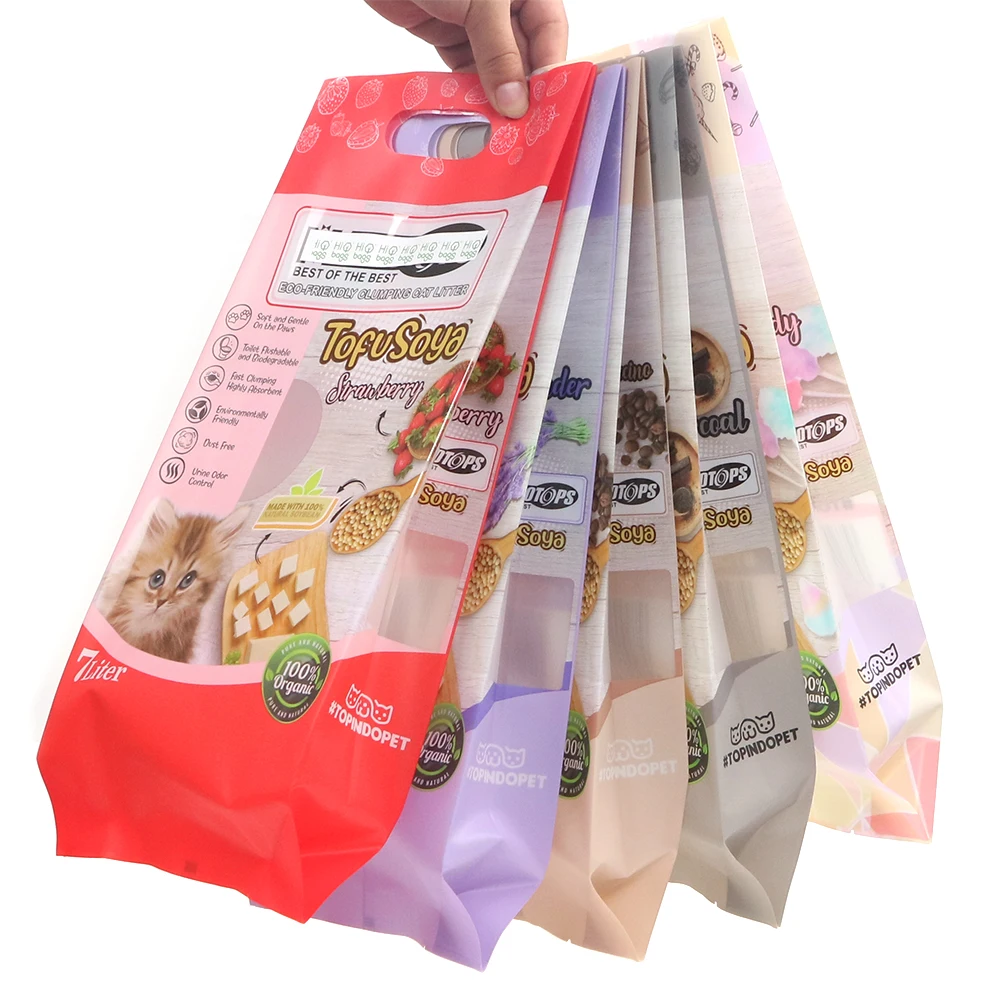 Custom Printed Vacuum Gusset Pouch Composite Bentonite Cat Litter Silica Gel Cat Litter Monitored Health Packaging Bags