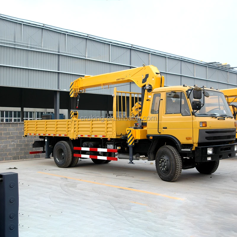 China SQ8SK3Q Mobile Self Loading Flatbed Truck with 8 ton Boom Crane Truck Mounted Crane for sale