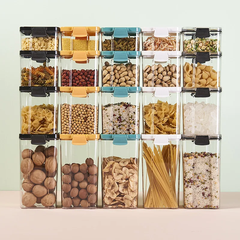 
Kitchen food sealed cans grain food storage cans large thickened plastic transparent finishing storage cans 