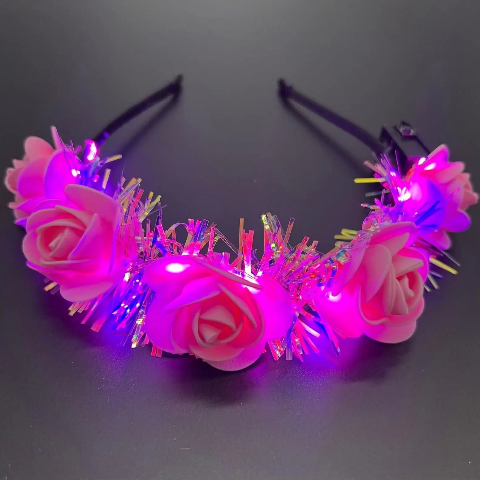 2024 New Cheap Price Flower LED Headband Flowers Beautiful Luminous Crown For Party Event Wedding