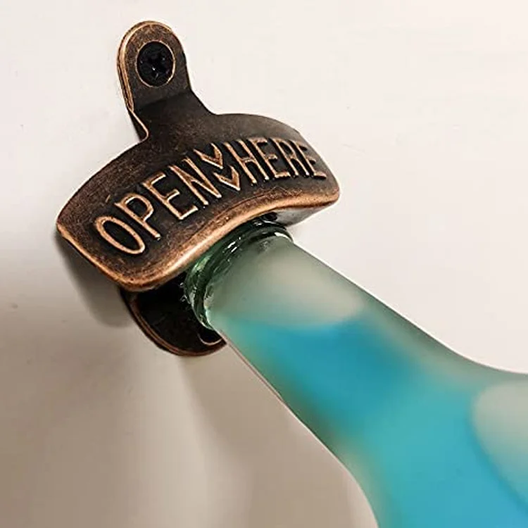 Пользовательская латунная сублимационная пустая настенная открывалка для бутылок чугунная пива набор с карабином и открывалкой