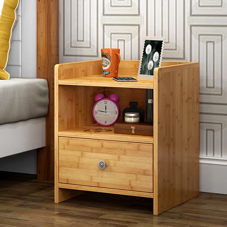 Bamboo with 2 drawers bedroom storage nightstand multifunctional filing cabinet corner table
