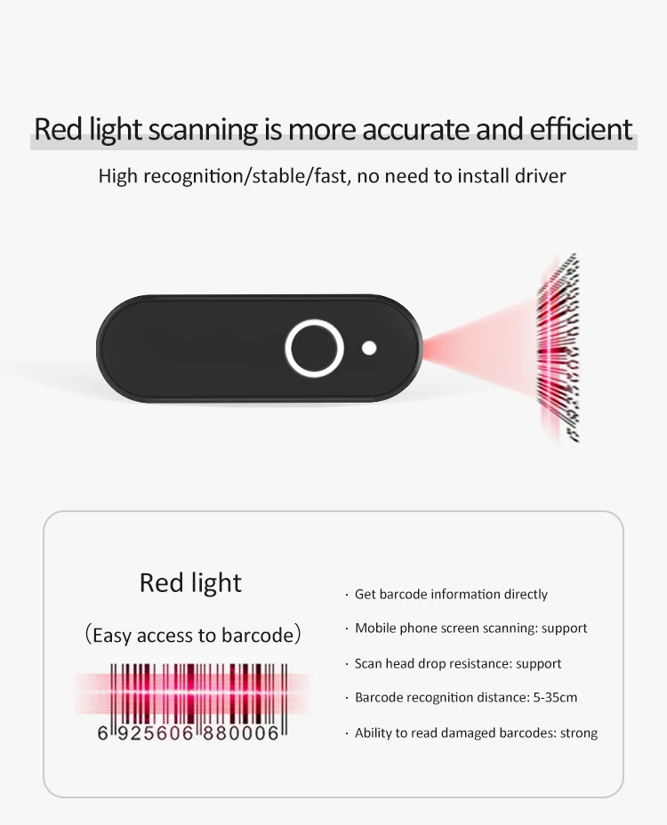 XB-M40 Syble Wireless 1D CCD Portable Scanner Blue Tooth Mini Wireless Barcode Scanner