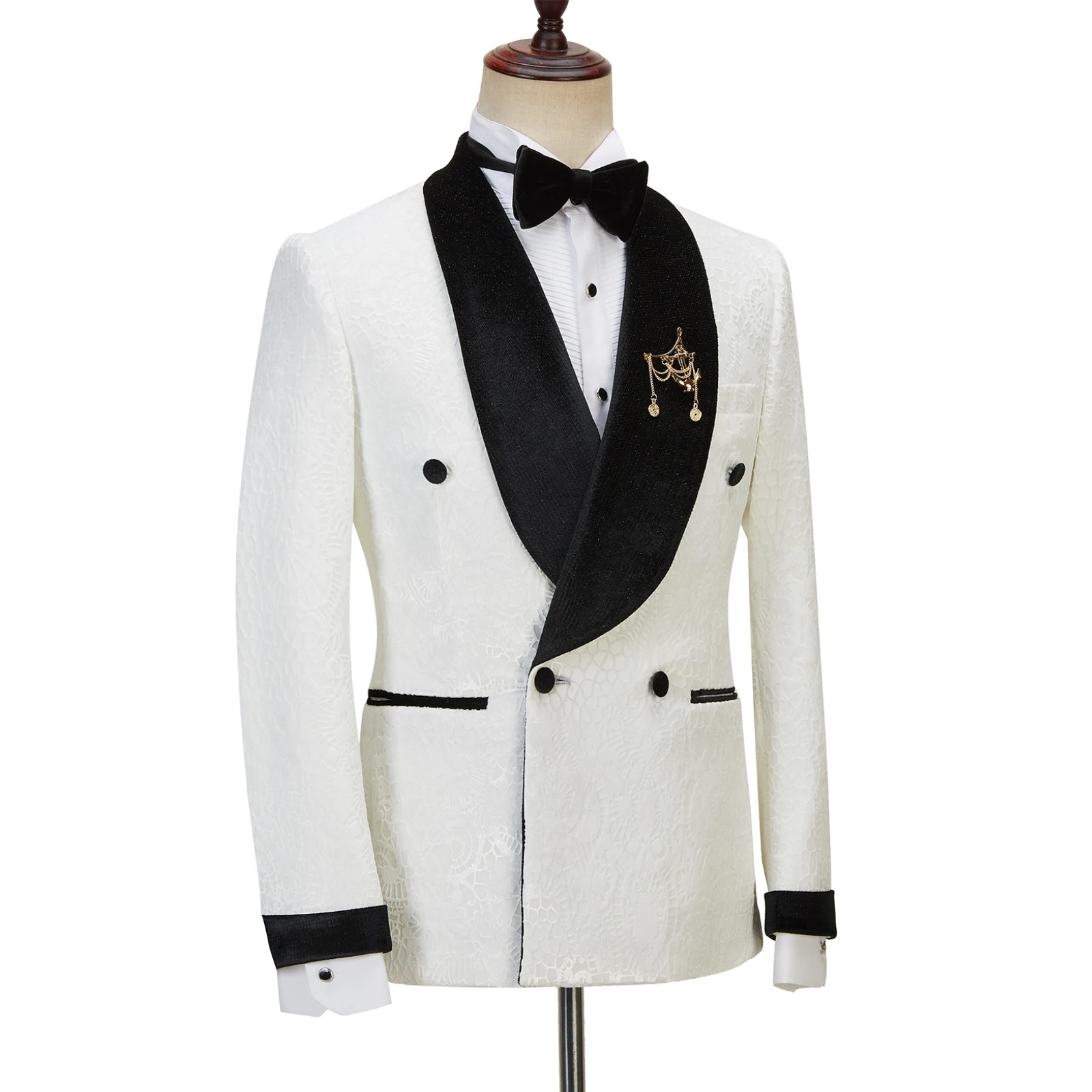 C-D-G Latest Coat Design Men Suits Tailor-Made Tuxedo 4 Pieces Blazer Velvet Lapel Wedding Party Groom Costume Homme