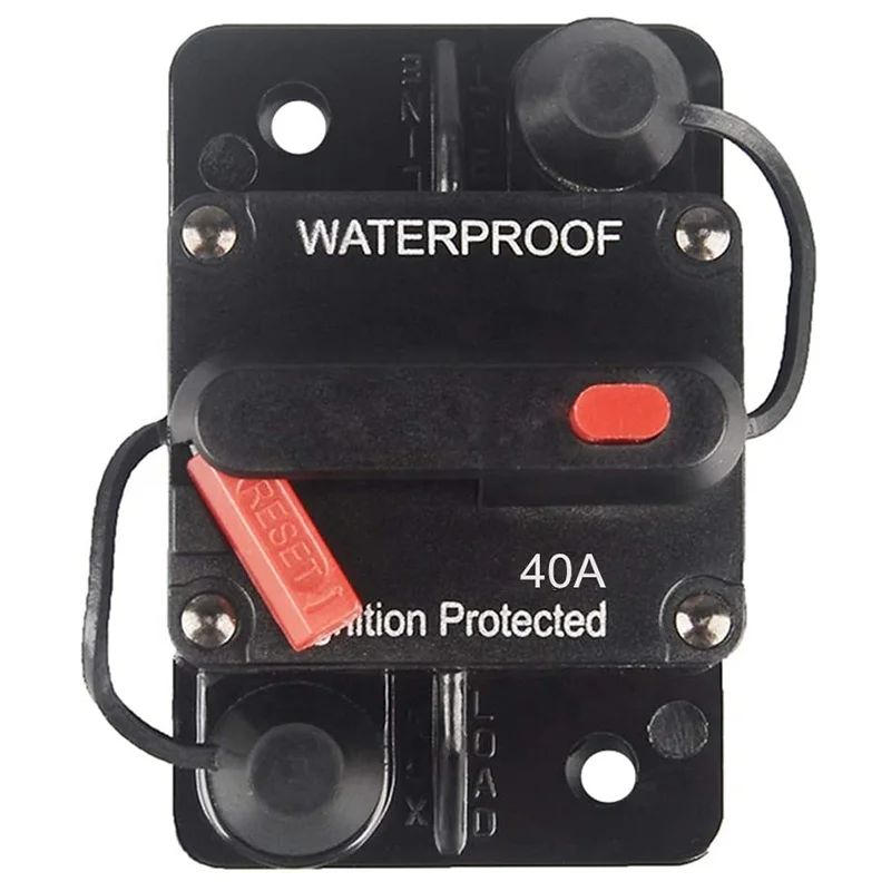 12-48V 40A Waterproof Automatic Manual Reset Circuit Breaker for Trolling Motor Auto Car Marine Boat Bike Stereo Audio(40A)