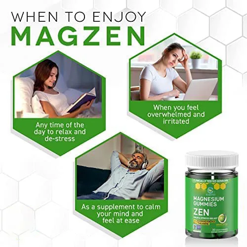 Magnesium Citrate Pressure Gummies with Theanine & Ashwagandha Extract Calming Support Vitamins Supplements