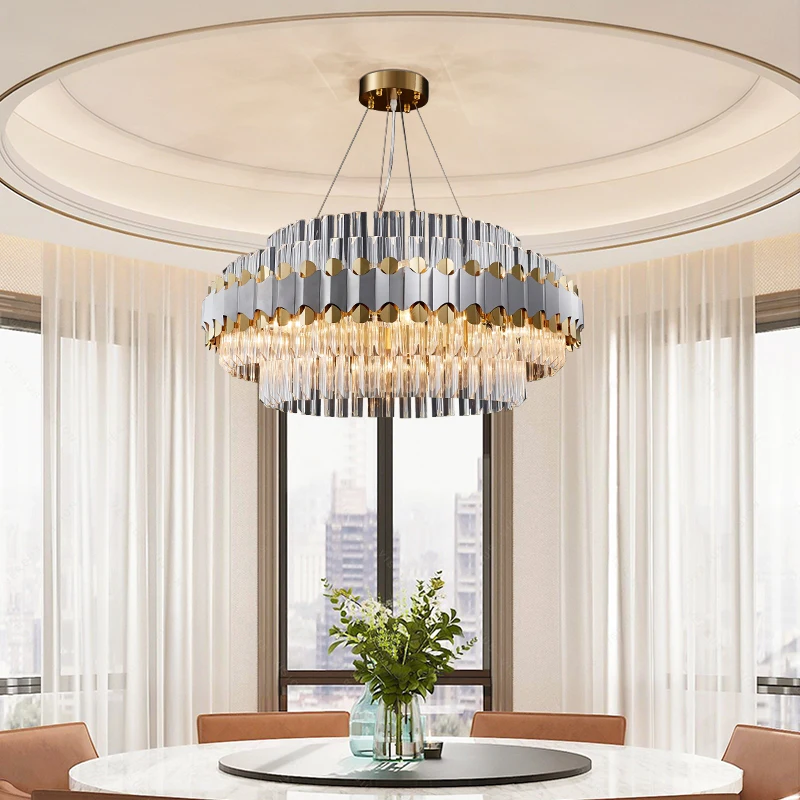 Wholesale Modern Silver Nordic Crystal Chandelier Light Made In China Creative Beauty Round Pendant Light Living Room Lobby