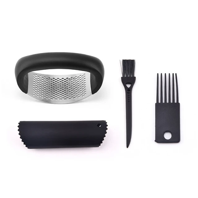 Stainless Steel Garlic Mincer Crusher New Innovative Presser Garlic Chopper With Peeler And Scraper For Smash Garlic