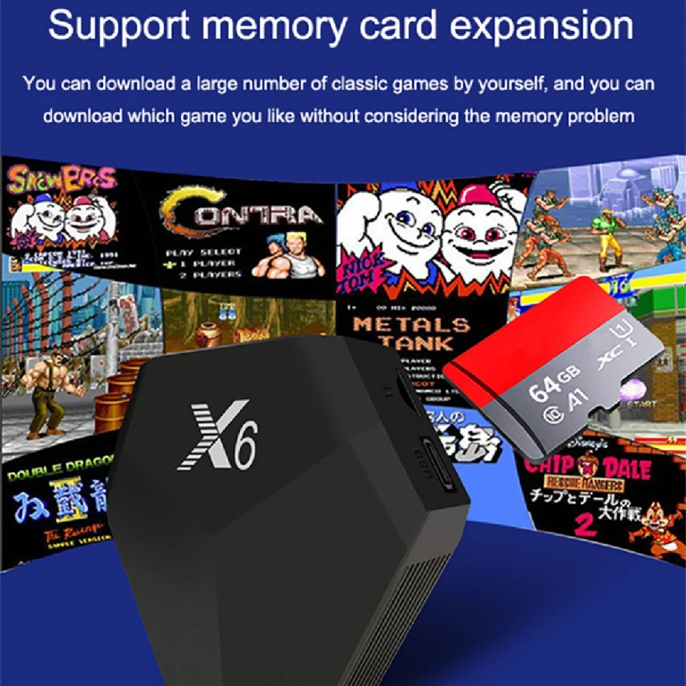 Ретро игровая консоль X6 симуляторы 64G 15000 игры установлен HD Выход 2 беспроводных контроллера загружаемый PS1 игровой подарок