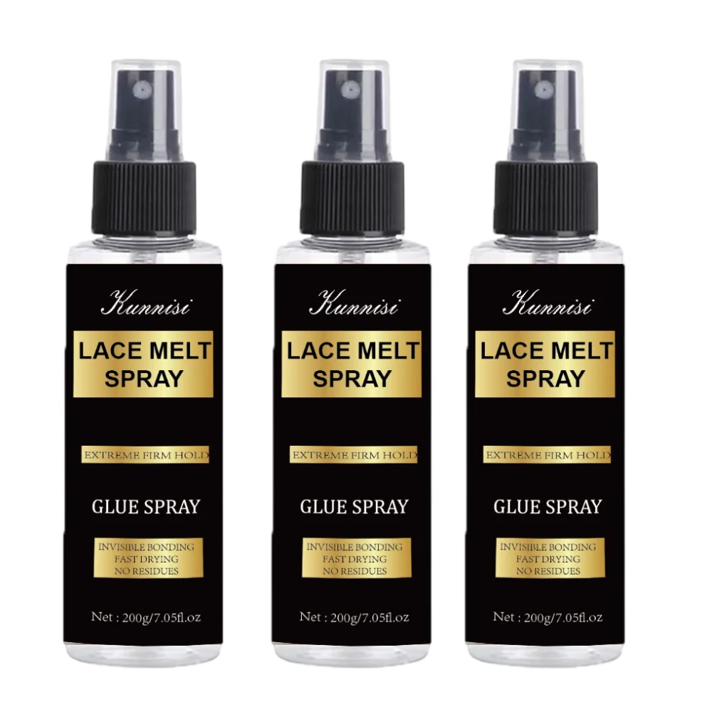 Private Label 200ml Long Lasting Hold Glue-less Waterproof Lace Melting Spray Fast Dry Extreme Hold