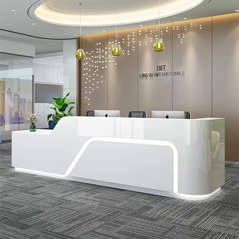 Beauty front desk reception counter high gloss small reception desk modern