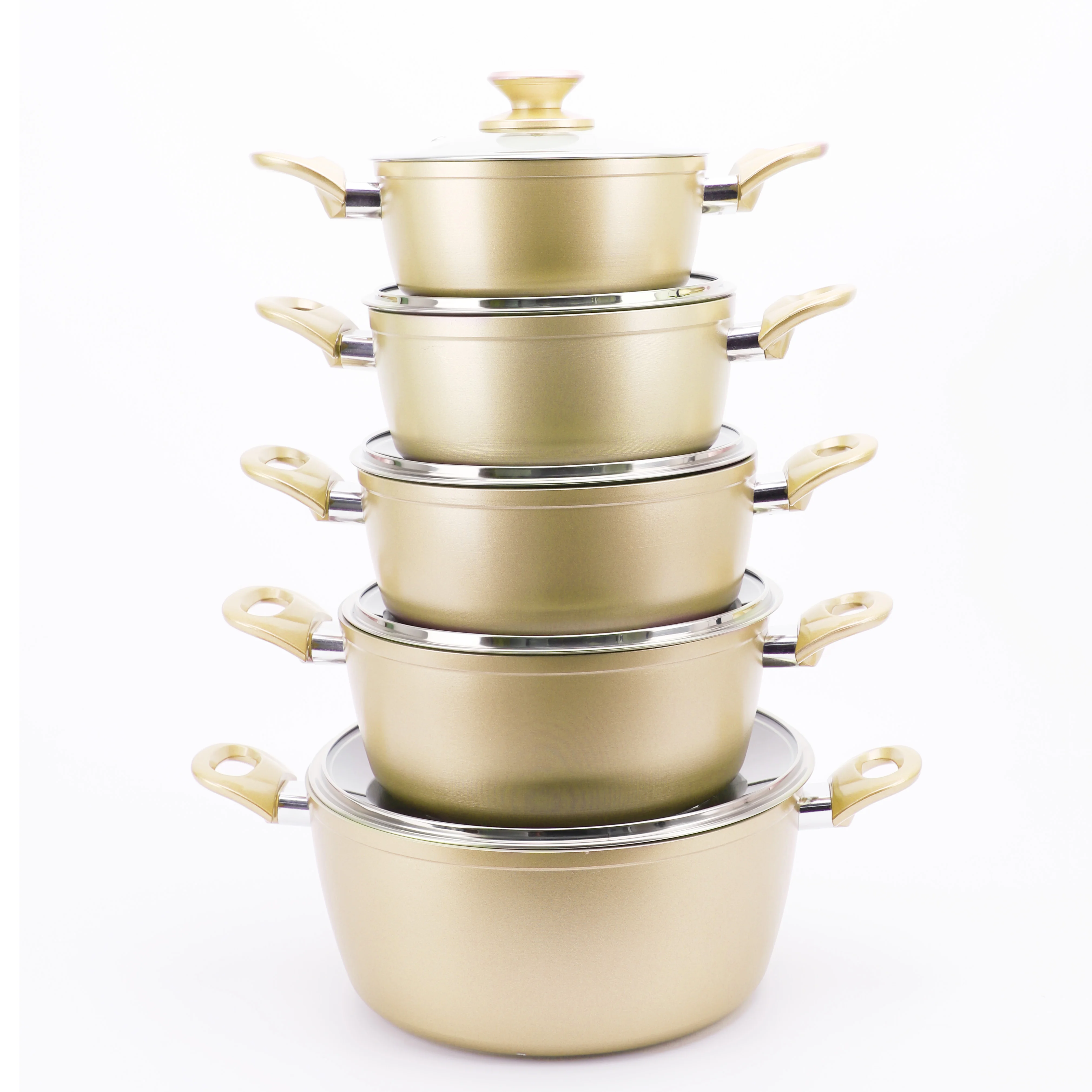 High Quality Kitchen Supplies Nonstick Induction Stock Pots Aluminum Cooking Pots Set with Glass Lid