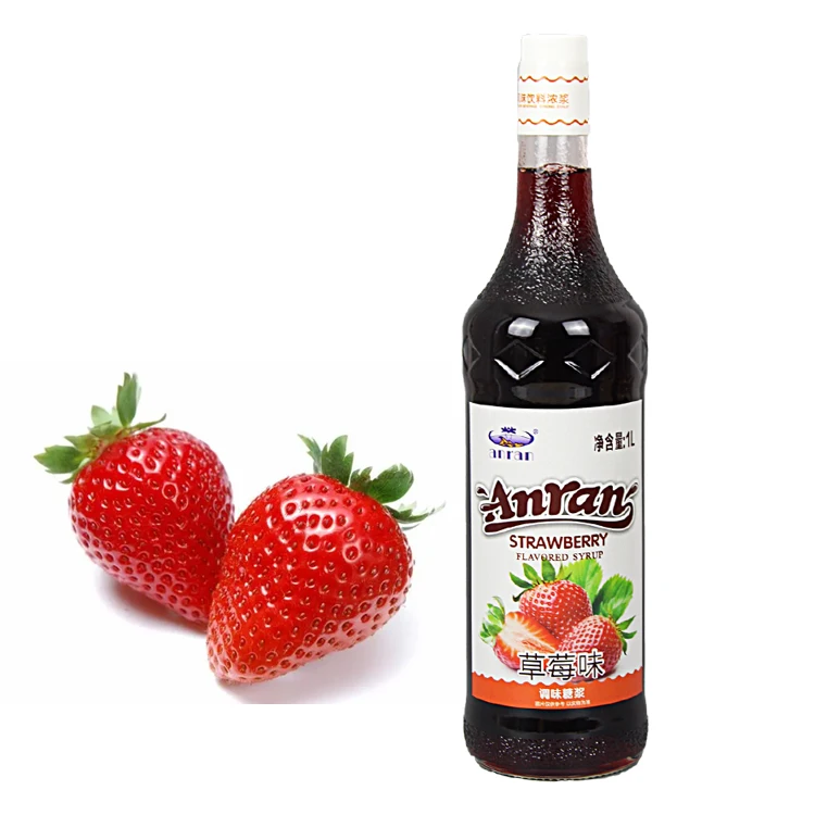1L Quality Hot sale natural strawberry flavor concentrate juice halal fruit syrup for fruit tea syrup