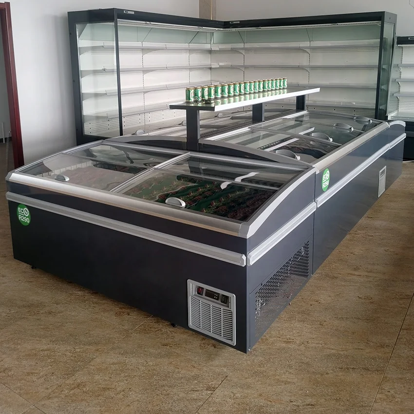 auto defrost supermarket freezer showcase fridge for frozen food island commercial display freezer