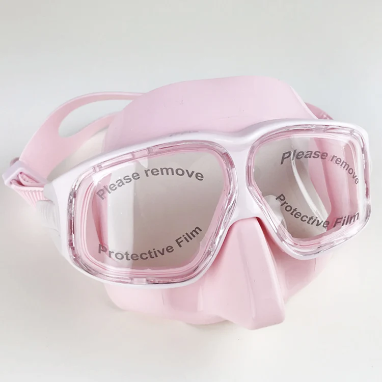 Super soft silicone free diving mask pink competition racing mask scuba diving equipment for juniors and adults