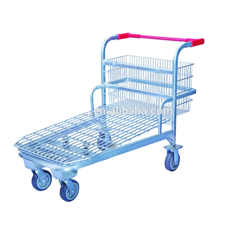 High quality metal hand trolley stainless steel platform trolley for goods transport