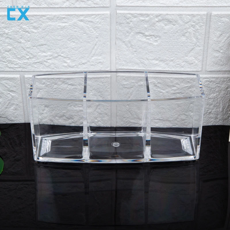 Desktop Finishing Square Pen Holder Eyebrow Pen Storage Box 4-Compartment Classified Makeup Transparent Storage Box
