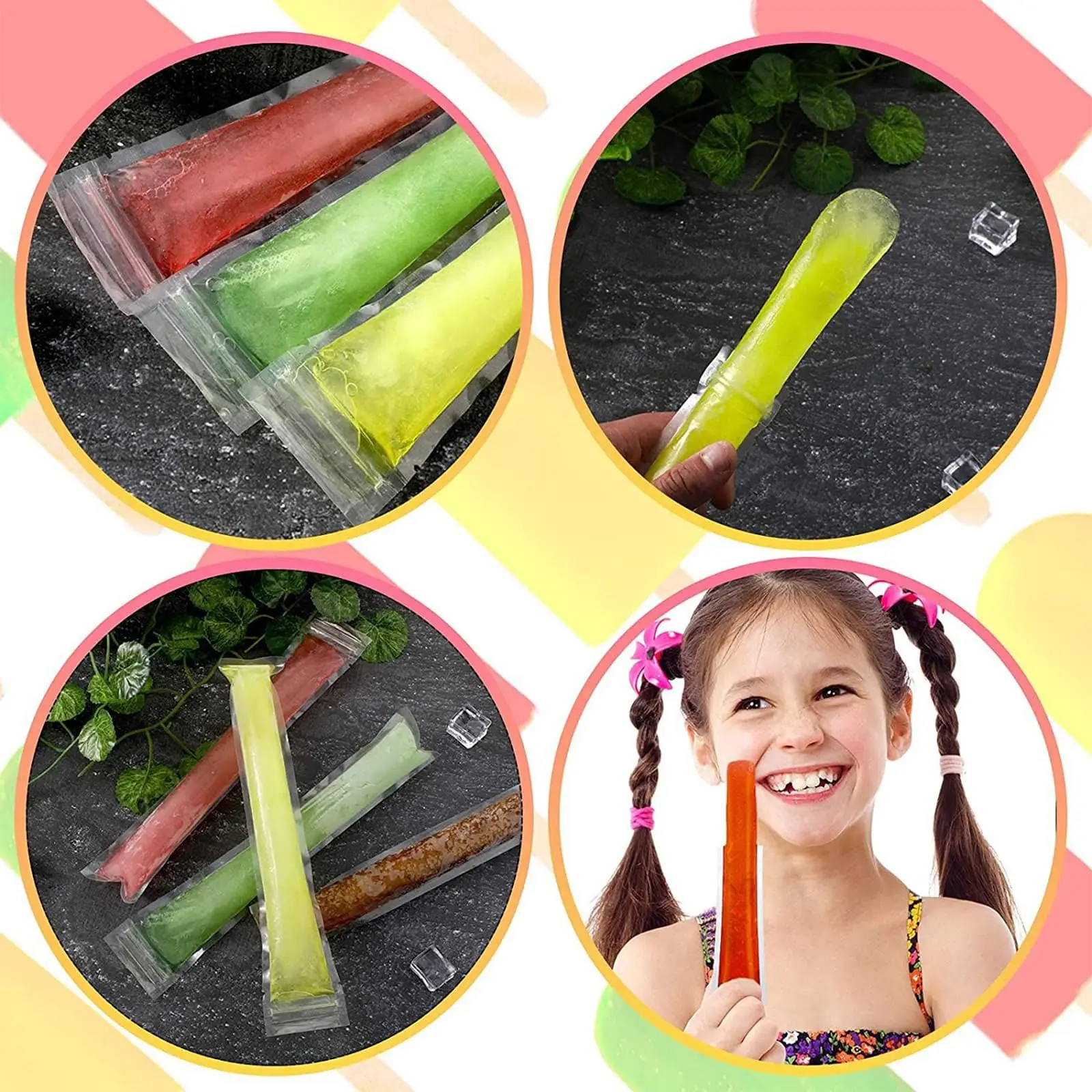 High Quality Disposable Plastic DIY Popsicle Molds Bags Freeze Pop Bags