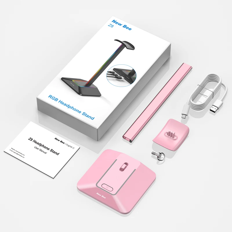 Новый дизайн зарядное устройство с 2 USB портами гарнитура наушники держатель крюка розового цвета (Rgb) светодиодная Подставка для наушников Игровая Hub стойка