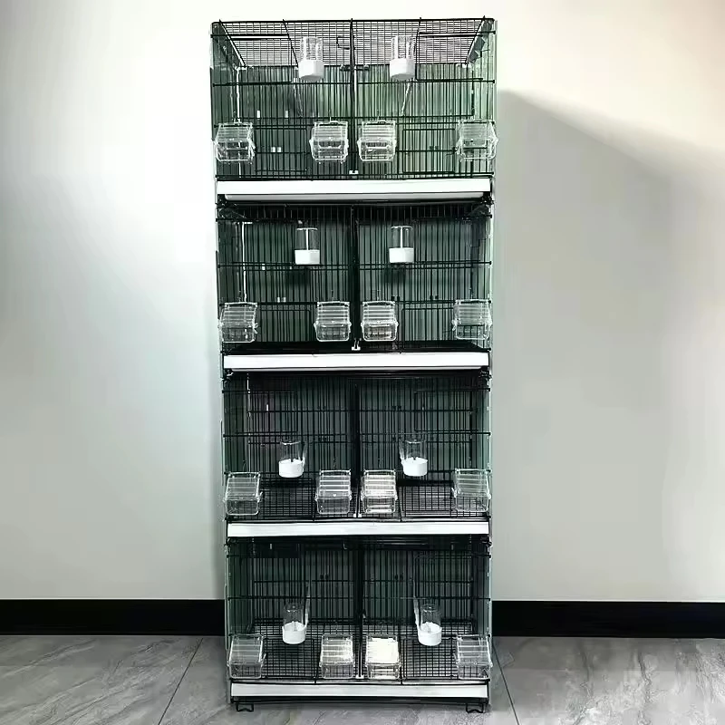Wholesale Stackable and Collapsible White Wire Canary Breeding Cages Luxury Love Bird Cage Carton Package DOT Sustainable