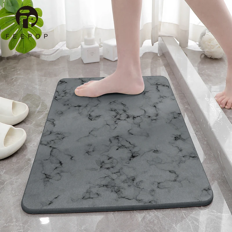 Wholesale Absorbent Non Slip Diatomaceous Earth Stone Bath Mat Marble For Bathroom Mat