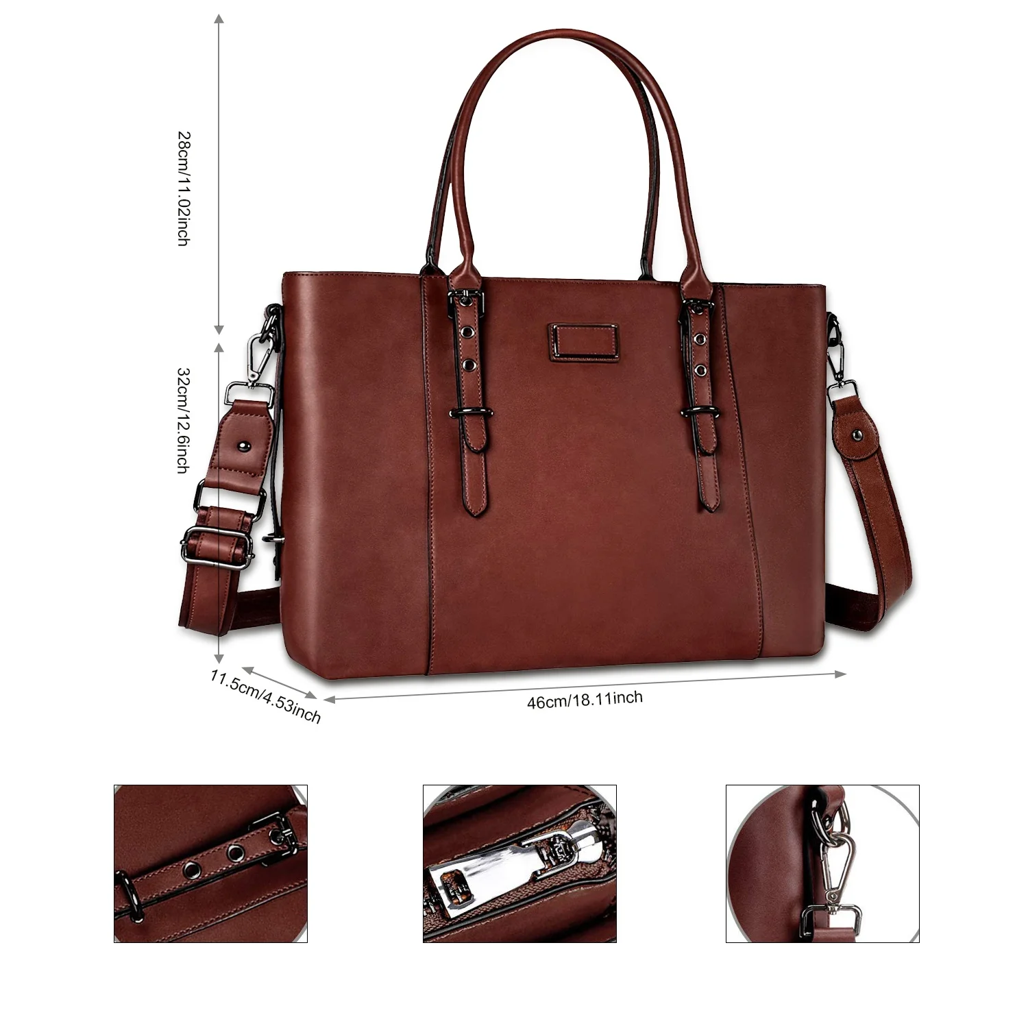 Custom LOGO Totebag Vintage Waterproof Hand Bag Briefcase PU Leather Laptop Tote Bag Ladies Satchel