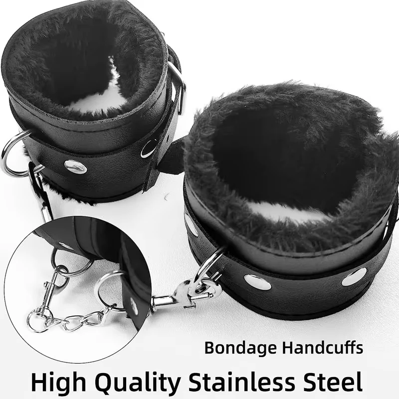 New Pu Leather Wrist Handcuffs Couples Toys Hand Cuffs Ankle Shackles Adjustable Restraint Belt Toy Men Women Party