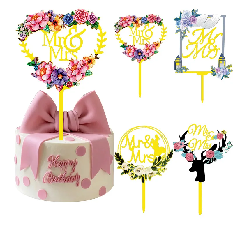 Ychon Happy Birthday Cake Topper Acrylic Cupcake Topper of Birthday Cake Decorations
