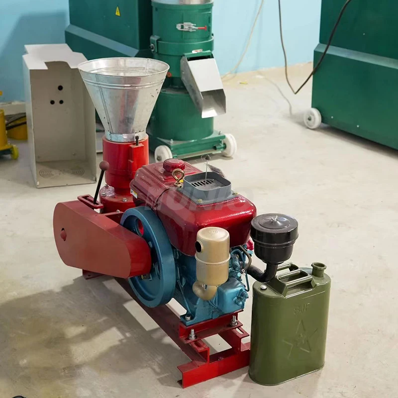 7.5hp manual start diesel alfalfa pellet mill electric start wood sawdust pelletizer