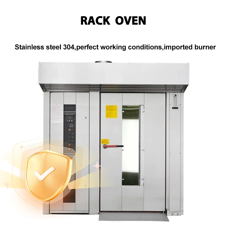 China Supplier Commercial 72 Tray Gas Big Rotating Rotary 2 Double Baking Loaf Bread Bakery Industrial Rack Oven