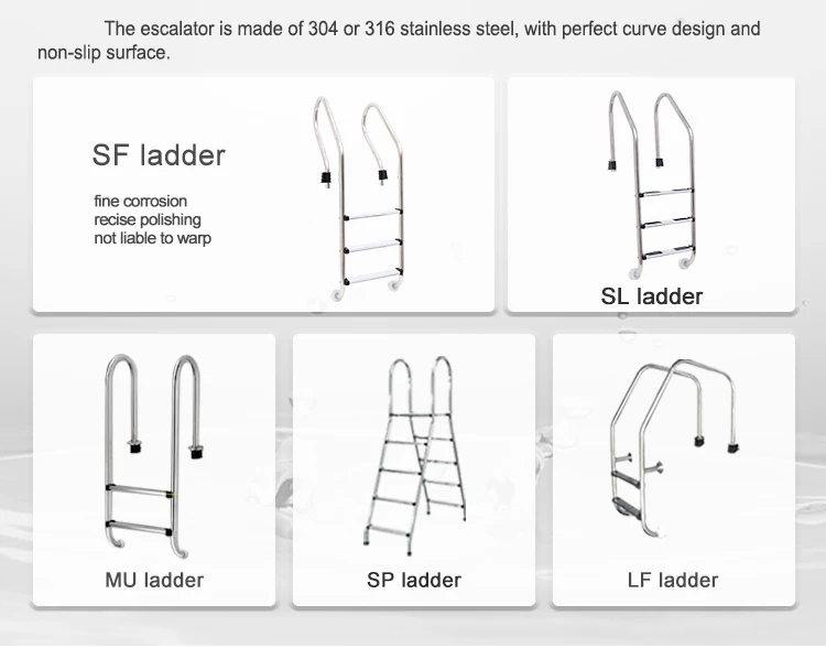 Pikes Durable Stainless Steel 304 316 Swimming Pool Ladder 2 3 4 5 Steps Anti-Slip Pool Ladder