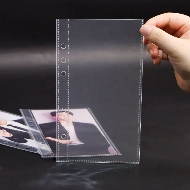 A6 6 ring binder ultra-clear business card sleeves double-sided 3 pocket photo pages side loading planner pp sleeve refill pages