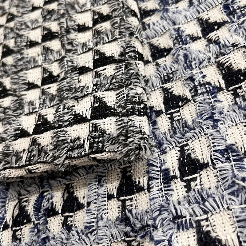 Wholesale factory custom wool tweed jacquard tweed fabric check woollen fabric winter fabrics for clothing