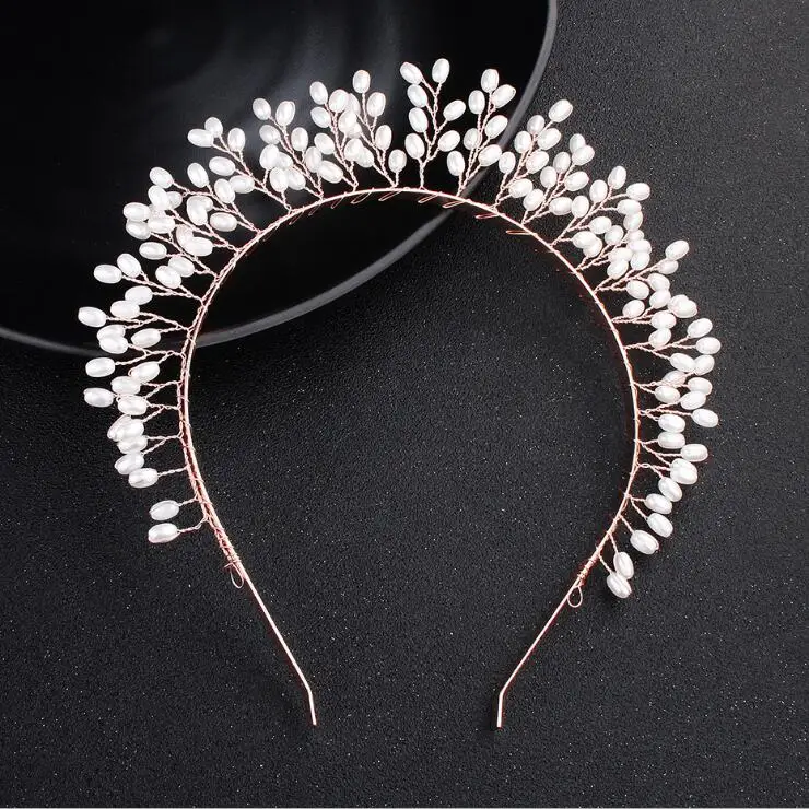 Wholesale Newest Braided Baroque Wedding Headband Luxury Bridal Pearl Crown for Women Girls Party Hair Accessories