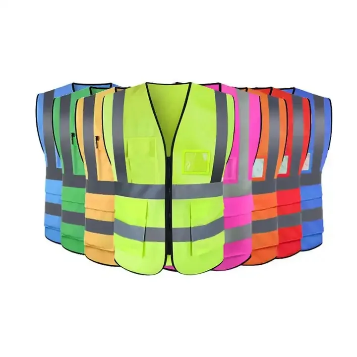 HCSP Security Jacket Construction High Visibility Multi Pockets Colorful Reflective Safety Work Vest
