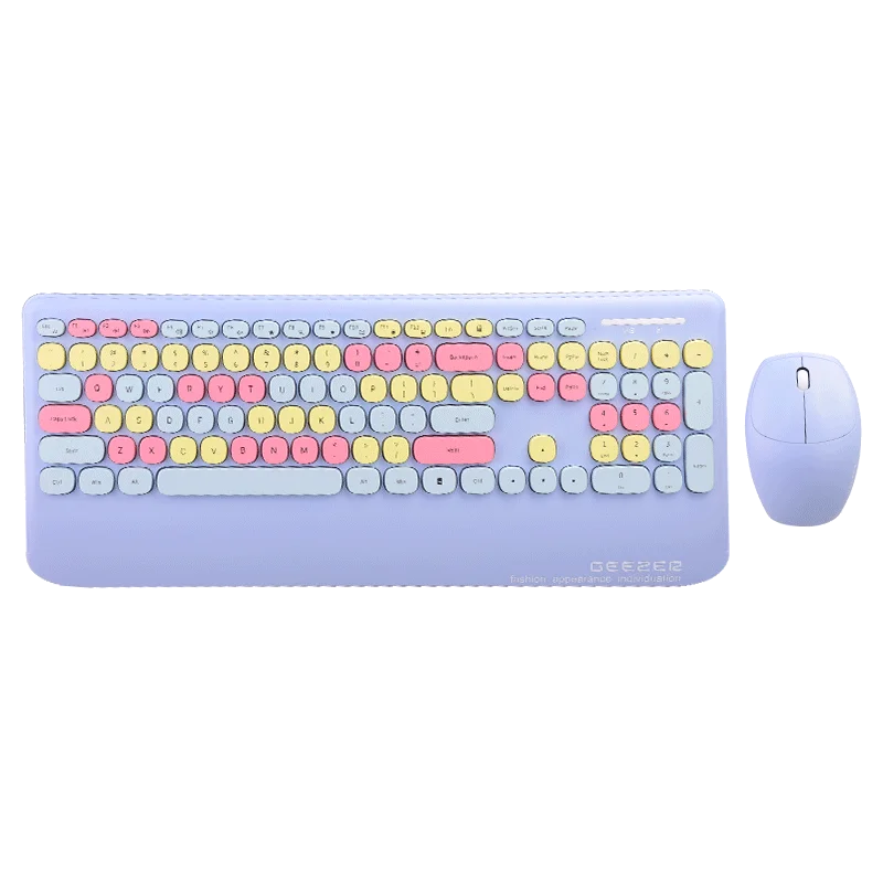 Oem Manufacture Retro Typewriter Keyboard 84 Round Keys Colorful Cute Wireless Wireless Keyboard And Mouse Combo