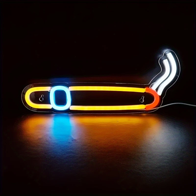 1 Smoke Shaped LED Neon Sign 5V USB Powered Blue Neon Light Switch for Bedroom Birthday Party Game Room Home Wall Decoration