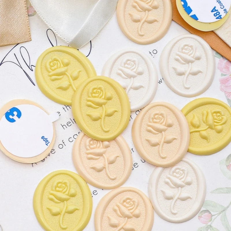 10pcs Self Adhesive Wax Seal Stamp Stickers Frosted Rose Wedding Custom Copper Head For Envelope Gift Packaging Scrapbooking