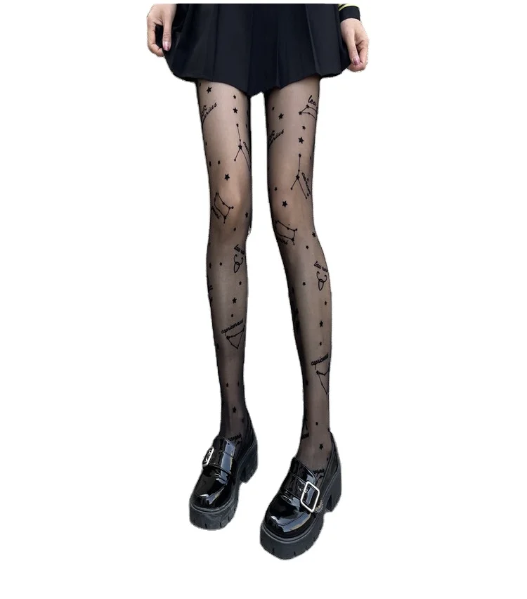 Custom Designer Sexy Fashionable Young Girl Pantyhose Tights Stocking Socks Flocking Printing for Women