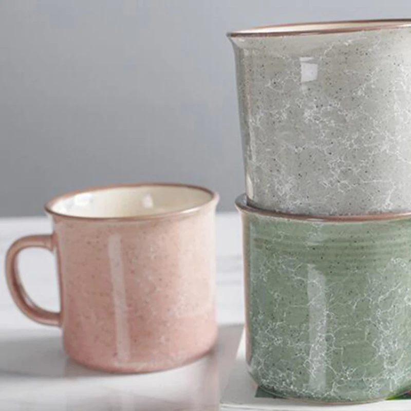 Оптовая продажа рекламная винтажная керамическая кружка для кофейных чашек с мраморным узором и Эмалированным покрытием