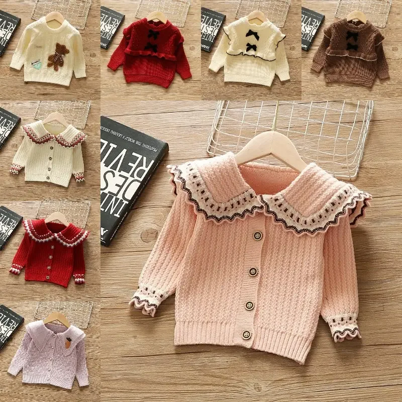 Cashmere Wool Cotton Cardigan Pullover Custom Logo Wholesale Children Boys Girl Kid Knitted Baby Sweater